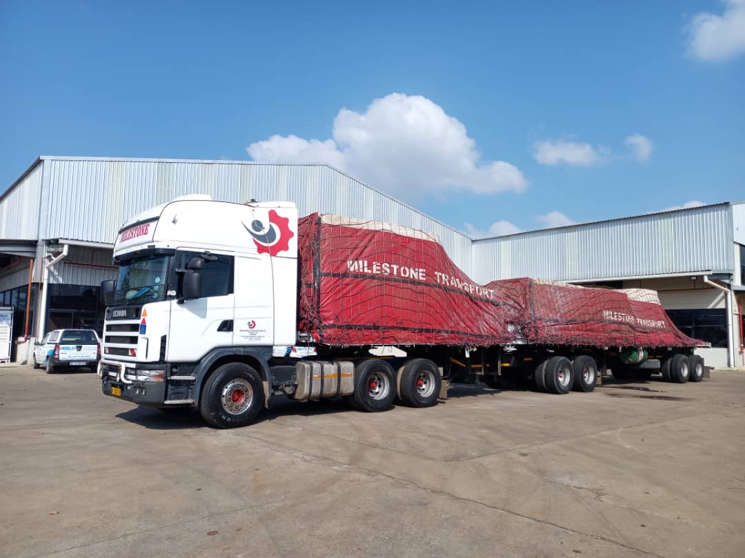Heavy cargo on a transport trailer